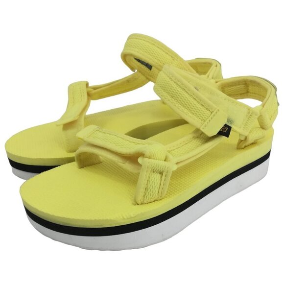 Teva Platform Flatform Universal Sandals Size 7 Yellow Adjustable Shoes Womens - Picture 1 of 13